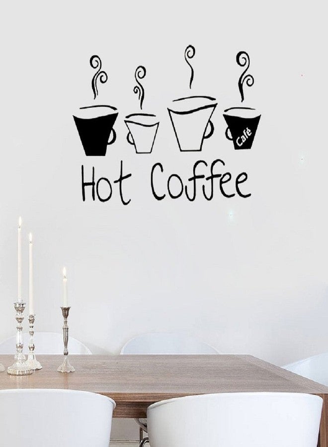 Desi Rang™ Hot Removable Coffee House Cup Cafe Vinyl Wall Art Decal Stickers Kitchen Décor, Size: 58 x 37 cm, Color: Black - Image 3