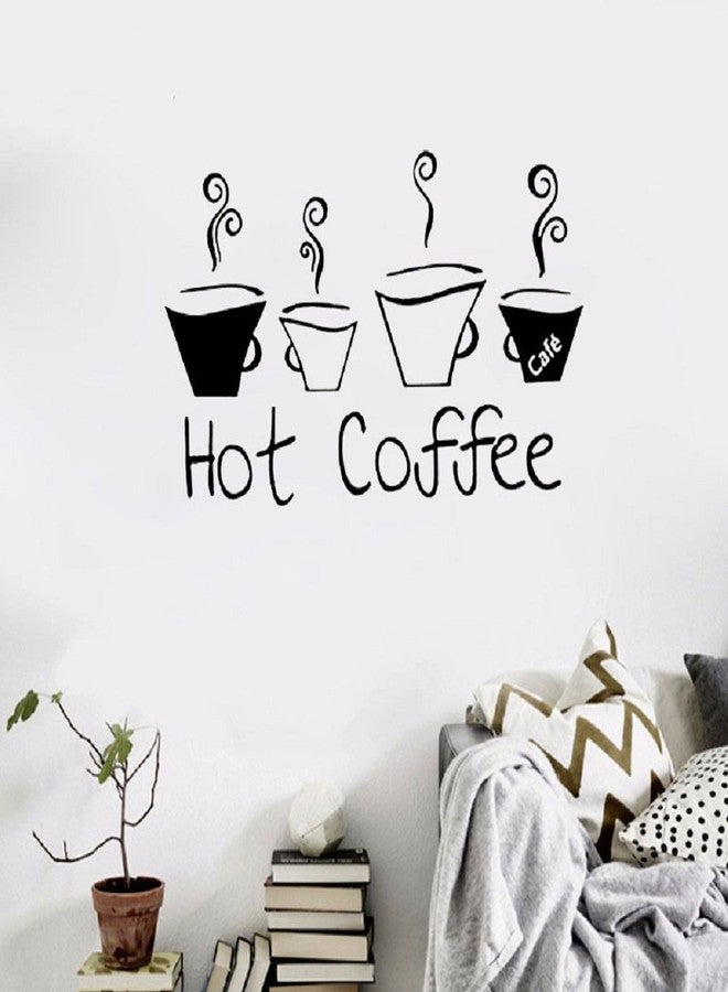 Desi Rang™ Hot Removable Coffee House Cup Cafe Vinyl Wall Art Decal Stickers Kitchen Décor, Size: 58 x 37 cm, Color: Black - Image 1