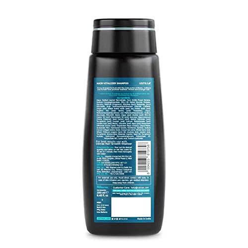 Ustraa Hair Vitalizer Shampoo - 250ml - Dermatologically Tested, With Biotin, Caffeine, Omega 3 & Omega 6, 10x Stronger Hair, Helps in Hair Growth, Reduces Hairfall - Image 2