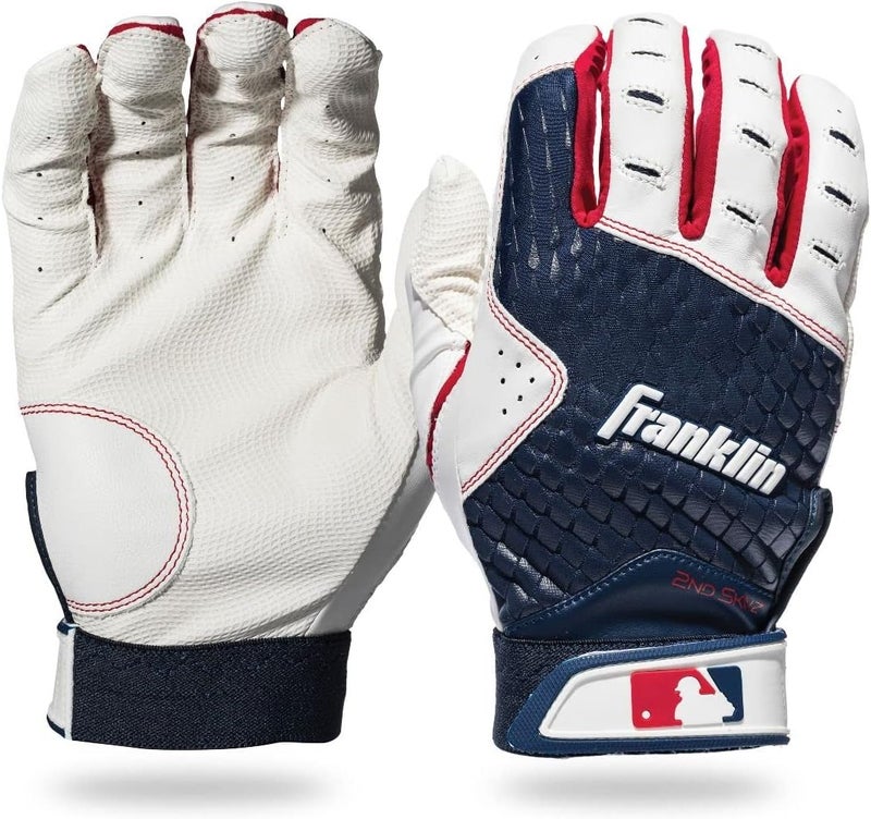 Franklin Sports قفازات باتينغ MLB 2nd Skinz - للبالغين والشباب في البيسبول والكرة اللينة - قفازات للرجال والأطفال في تيبول والكرة اللينة - متوفرة بأحجام وألوان متعددة - Image 1