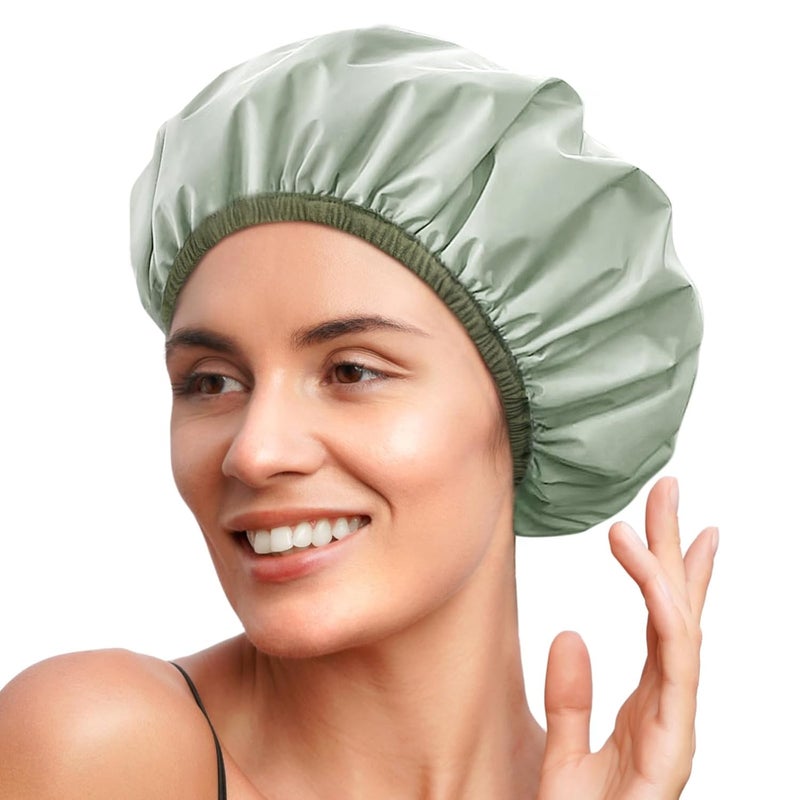 YANIBEST Yanibest Luxury Waterproof Shower Cap for Women, Reusable Double Layer Shower Cap, Non-Slip Shower Cap for Most Hair Types, One Size