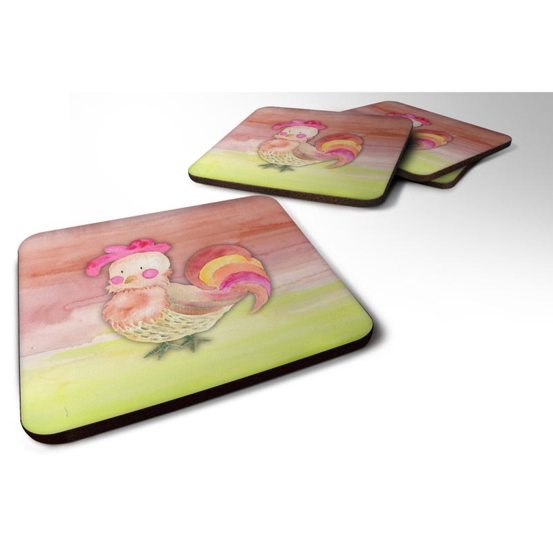 Caroline's Treasures ""Caroline's Treasures Rooster Watercolor Decorative coasters  3.5  Multicolor"" 