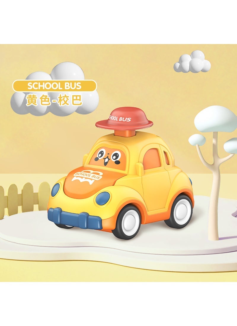 Cartoon Cap Car Toy Inertia Powered Kids Gift 686P-18 [yellow] press the bus