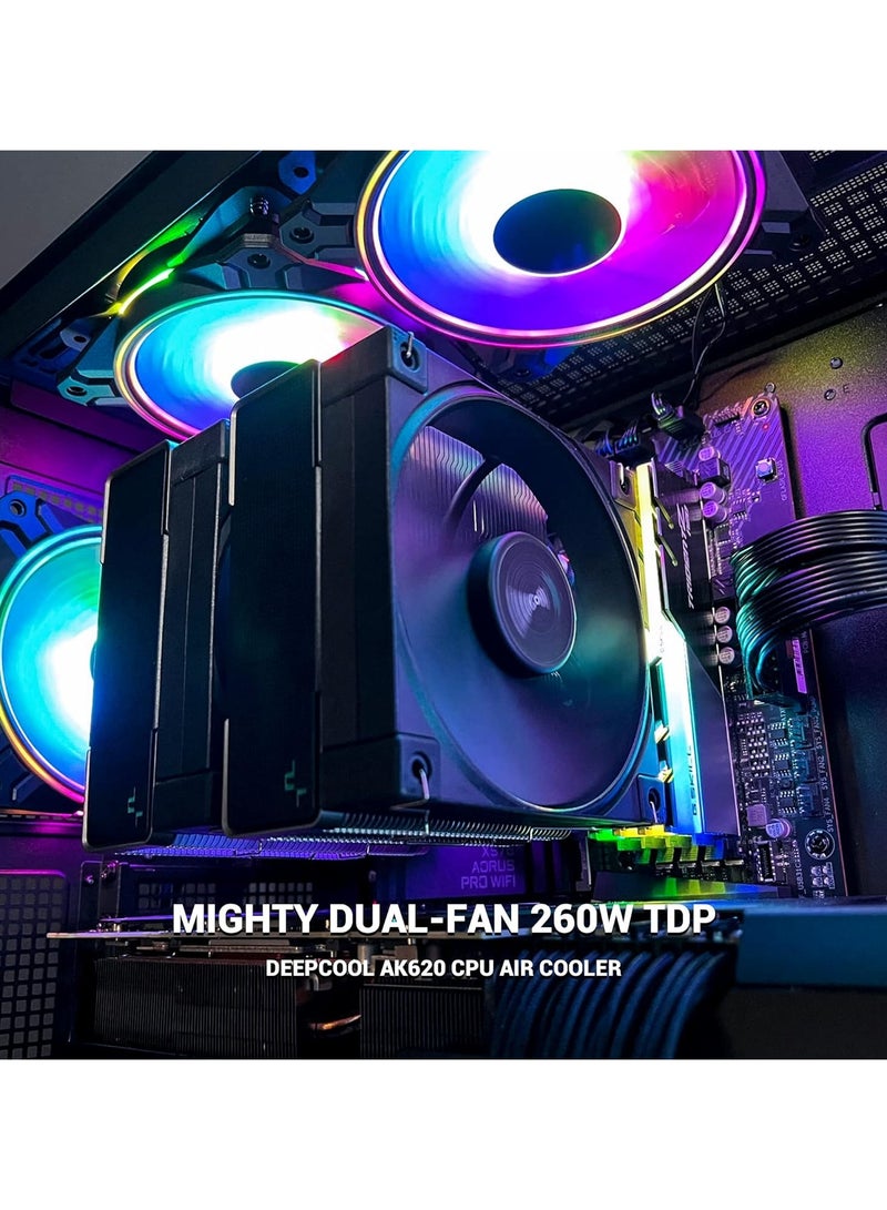 DEEPCOOL AK620-1850RPM- 4pin PWM CPU Cooler Fan Support LGA2066/2011-v3/2011/1700/1200/1151/1150/1155 I AMD AM4 - R-AK620-BKNNMT-G - Image 3