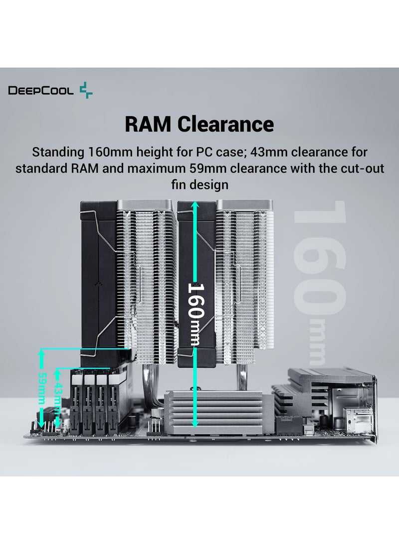 DEEPCOOL AK620-1850RPM- 4pin PWM CPU Cooler Fan Support LGA2066/2011-v3/2011/1700/1200/1151/1150/1155 I AMD AM4 - R-AK620-BKNNMT-G - Image 5