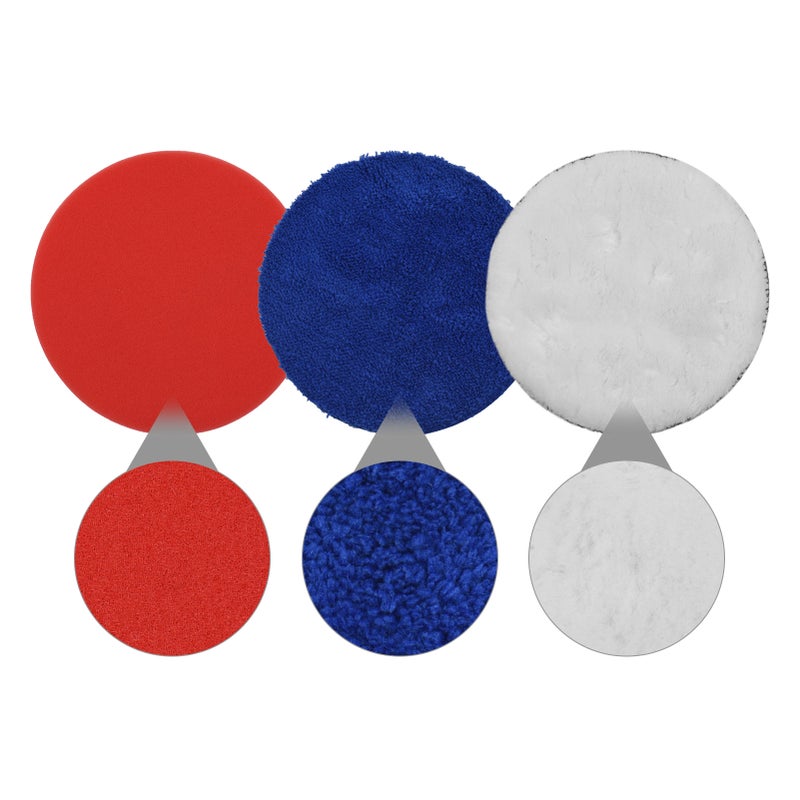 9Pcs Polishing Pads Kit 7 Inches Large Size Car Foam Buffing Sponge for Automobiles Yachts with Cleaning Brush Self-adhesive Wool Pads - Image 2
