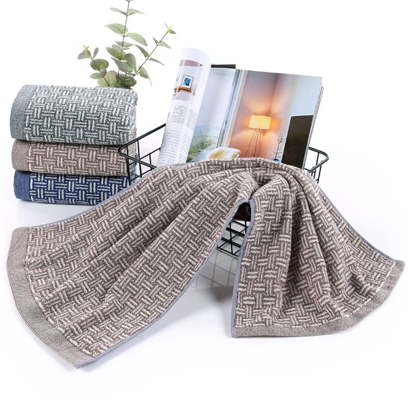 Pidada Hand Towels Set of 2 100% Cotton Checkered Pattern Absorbent Soft Decorative Towel for Bathroom (Brown) - Image 3