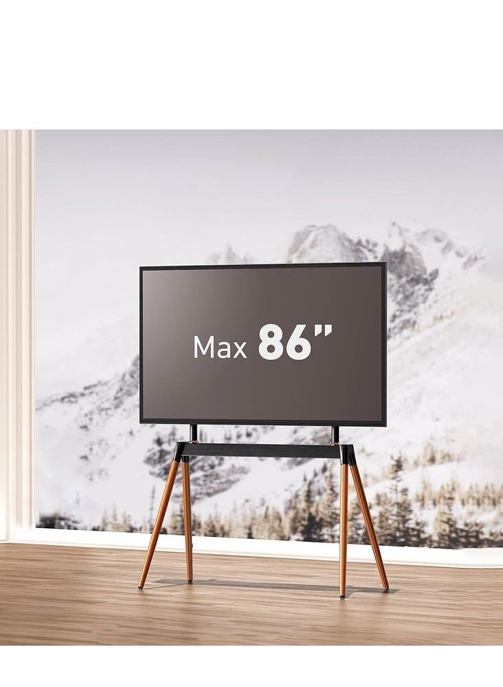 RADIOTRONICS Easel TV Stand, Modern Easel TV Floor Stand, Artistic Corner TV Stand for 55-86 Inches, Height Adjustable, 4 Legs Studio Display Stand for Bedroom, Living Room (White) - Image 5