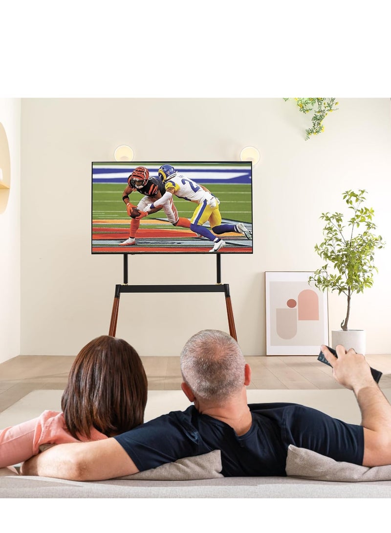 RADIOTRONICS Easel TV Stand, Modern Easel TV Floor Stand, Artistic Corner TV Stand for 55-86 Inches, Height Adjustable, 4 Legs Studio Display Stand for Bedroom, Living Room (White) - Image 4