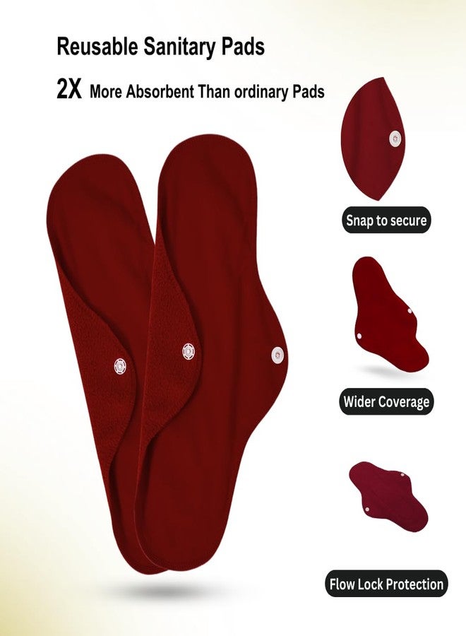 CareDone Multicolor Reusable Cotton Sanitary Pad Cloth I Washable Cloth Pads I Soft and Breathable Fabric | Super Absorbent Ultra Soft Cotton Rash Free Pads For Women (Pack of 4) - Image 2