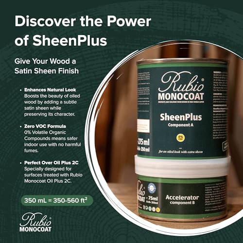 Rubio Monocoat SheenPlus 560 ft² | 0% VOC Satin Look Sheen Enhancer & Wood Finish for Interior Surfaces, Furniture, Floors, Countertops & Tables Finished with Oil Plus 2C | 350 ml - Image 2
