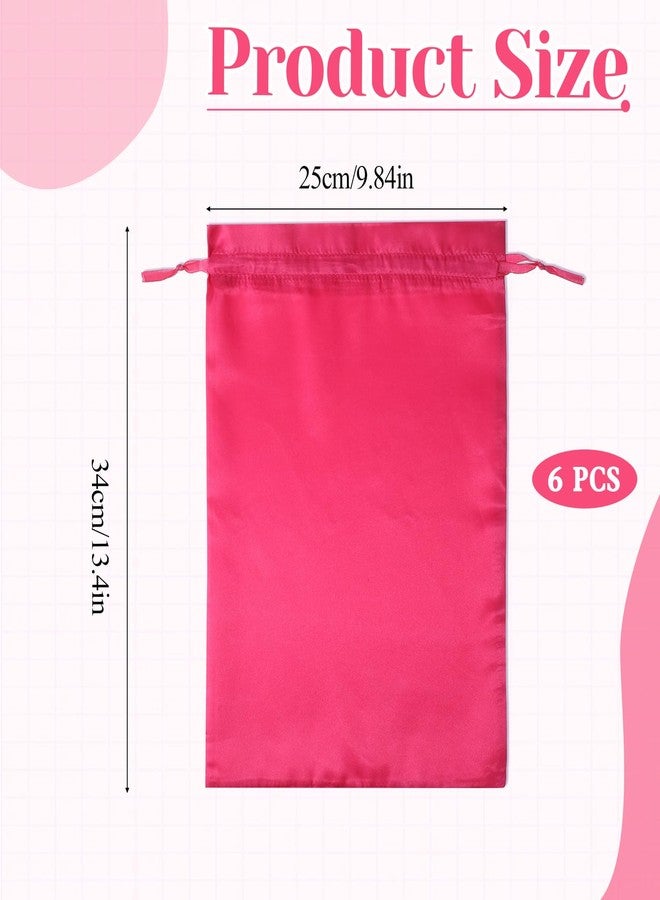 Xosjska 6Pcs Wig Bags with Satin Drawstring, Satin Storage Pouches, Pink Wig Bags Storage for Multiple Wigs, Bundles, Extensions - Image 2