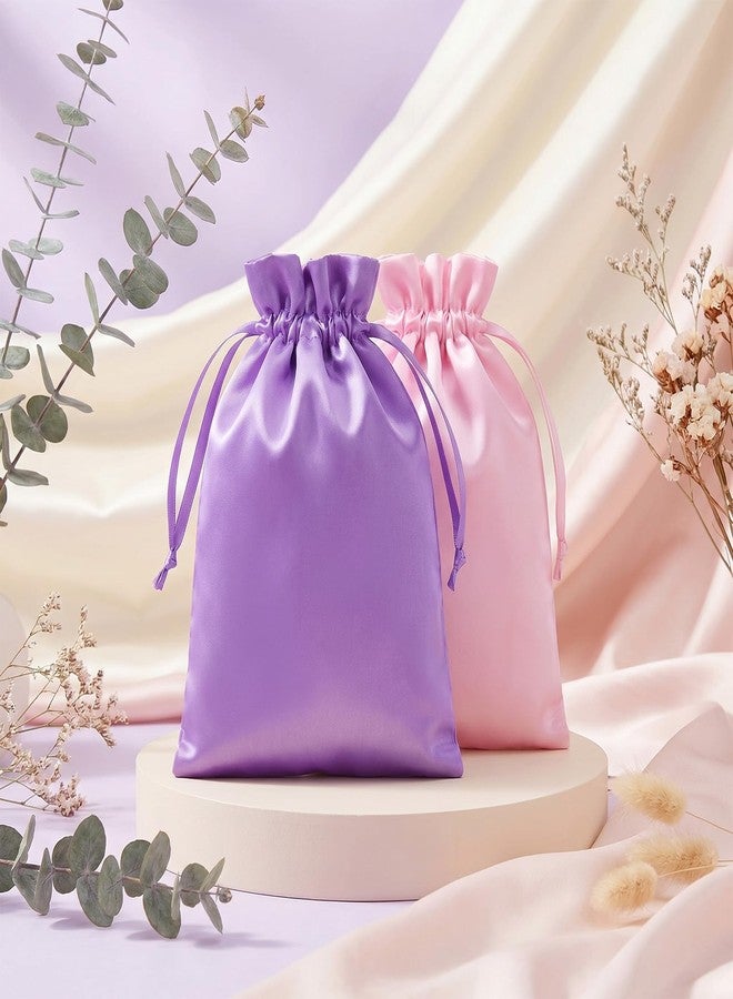 Xosjska 6Pcs Wig Bags with Satin Drawstring, Satin Storage Pouches, Pink Wig Bags Storage for Multiple Wigs, Bundles, Extensions - Image 5