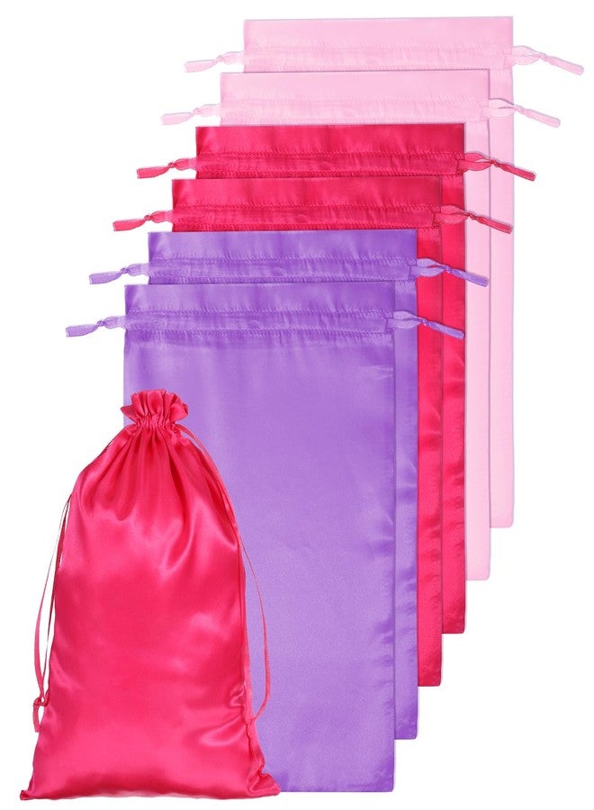 Xosjska 6Pcs Wig Bags with Satin Drawstring, Satin Storage Pouches, Pink Wig Bags Storage for Multiple Wigs, Bundles, Extensions - Image 1