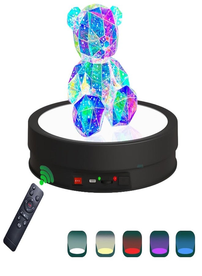 JAYEGT حامل عرض دوار مانع للانزلاق بقاعدة إضاءة LED متعددة الألوان من JAYEGT، يتحمل وزنًا يصل إلى 30 كجم، مزود بقرص دوار 360 درجة لعرض المنتجات، والأعمال الفنية الكريستالية الزجاجية، والمجوهرات، مع جهاز تحكم عن بعد (12.6 بوصة / 6 ألوان) - Image 1