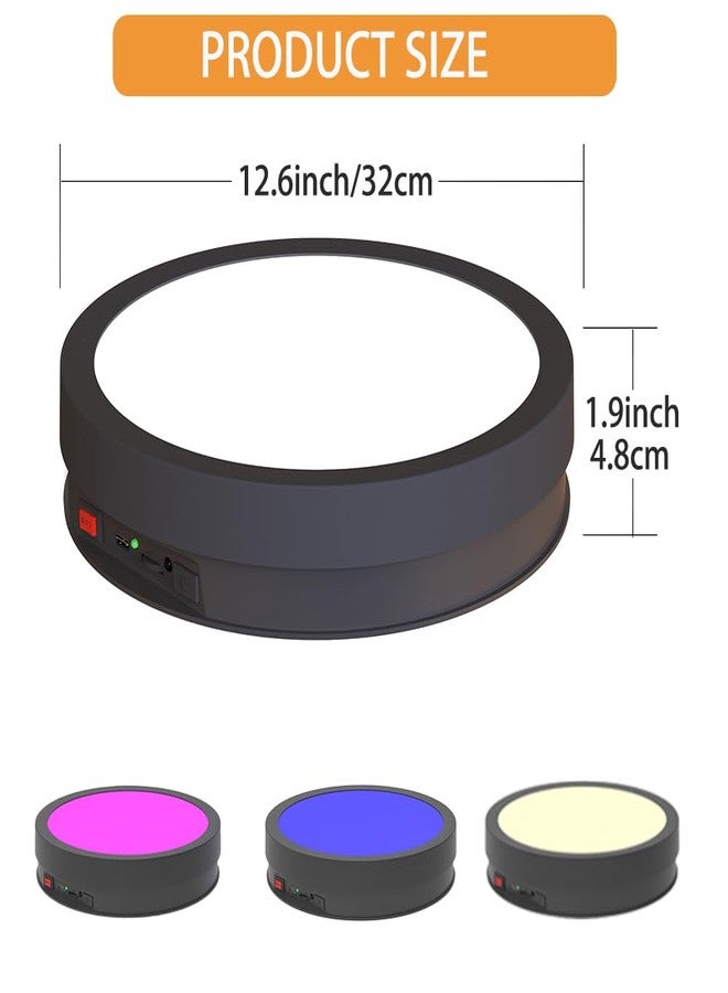 JAYEGT حامل عرض دوار مانع للانزلاق بقاعدة إضاءة LED متعددة الألوان من JAYEGT، يتحمل وزنًا يصل إلى 30 كجم، مزود بقرص دوار 360 درجة لعرض المنتجات، والأعمال الفنية الكريستالية الزجاجية، والمجوهرات، مع جهاز تحكم عن بعد (12.6 بوصة / 6 ألوان) - Image 4