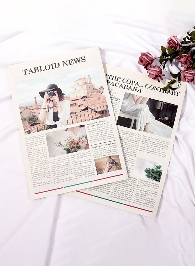 Sweet Life 4pcs English Newspaper Photography Props Fashion Clothing Home Decor Food Photography Background Props Flower Wrapping Paper Atmosphere Decoration - Image 3
