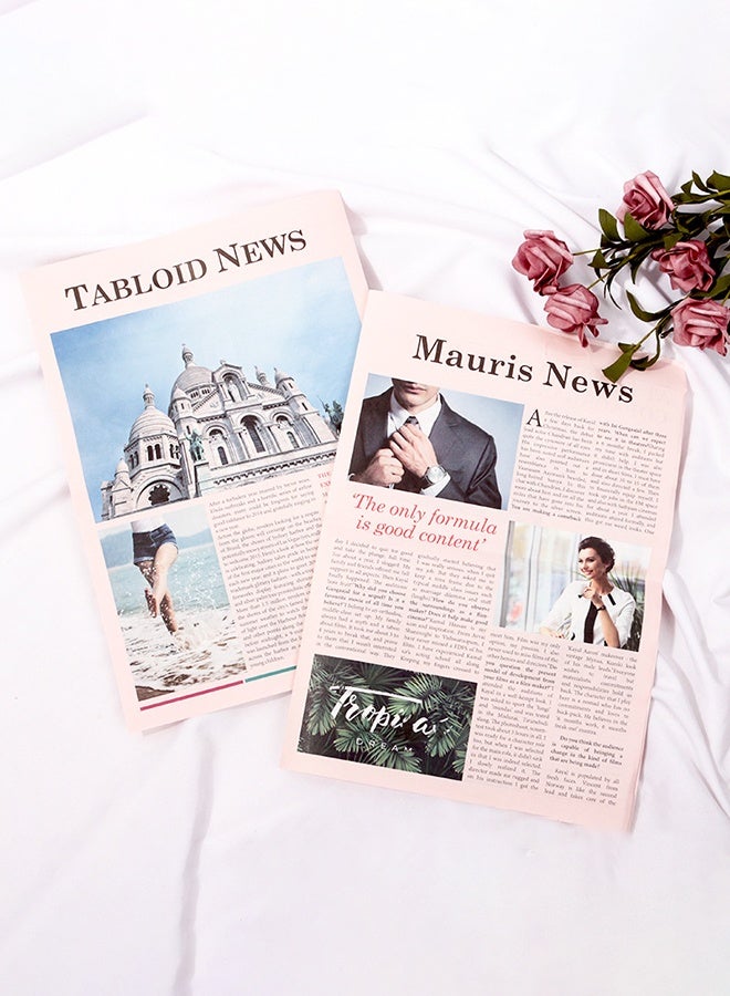 Sweet Life 4pcs English Newspaper Photography Props Fashion Clothing Home Decor Food Photography Background Props Flower Wrapping Paper Atmosphere Decoration - Image 2