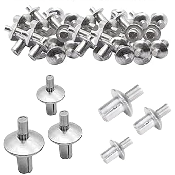 PACK OF 100 ALUMINIUM CORE RIVETS: 5 X 9 + 5 X 13 MM CORE RIVETS EXPANSION, FOR FIXING METAL, PLASTIC, WOOD, ALUMINIUM CORE RIVETS WITH ROUND HEAD, DRIVE RIVETS, ALUMINIUM RIVETS, SEMI-ROUND HEAD CORE - Image 2