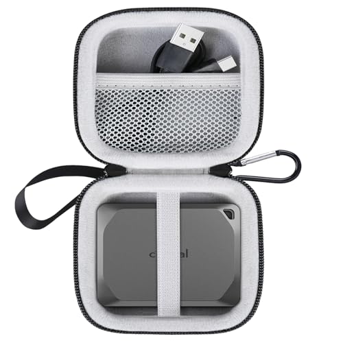 Lacdo Hard Drive Carrying Case for Crucial X9 Crucial X10 Pro Portable SSD 1TB 2TB 4TB 500GB USBC External Solid State Drive Hard EVA Shockproof Water Repellent Storage Travel Bag BlackGray - Image 1