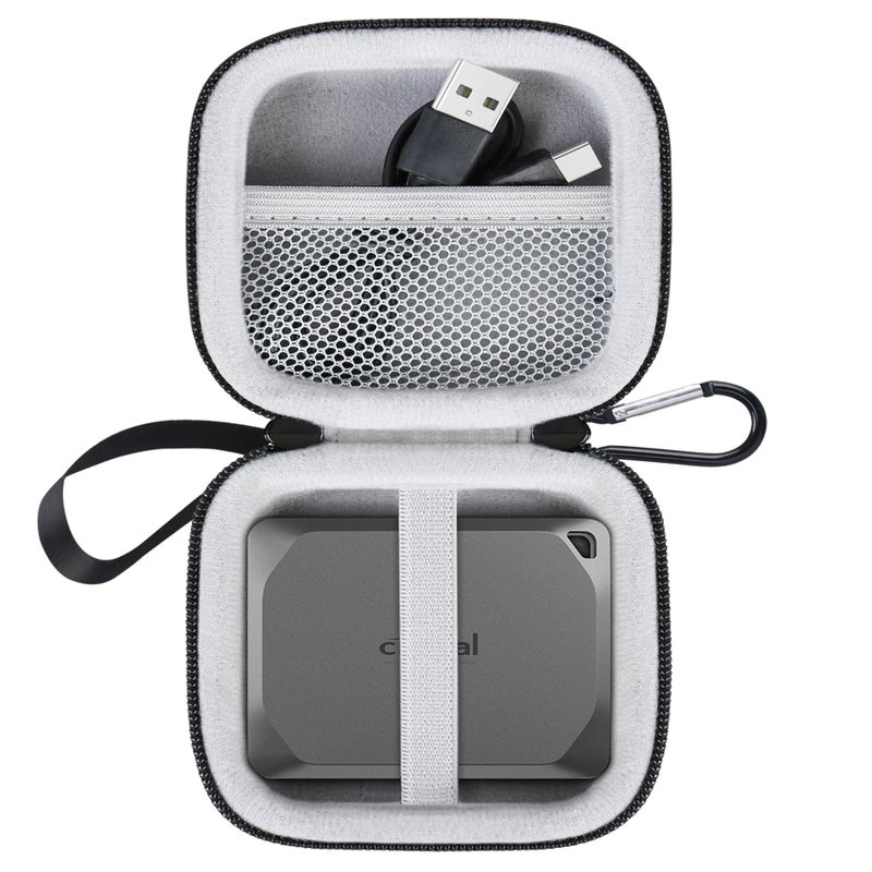 Lacdo Hard Drive Carrying Case for Crucial X9 Crucial X10 Pro Portable SSD 1TB 2TB 4TB 500GB USBC External Solid State Drive Hard EVA Shockproof Water Repellent Storage Travel Bag BlackGray - Image 2