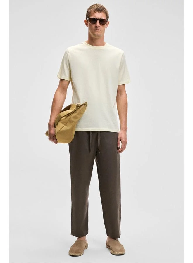 Grimelange Mocassin Men's 100% Cotton Relaxed Fit Round Neck Short Sleeve Yellow T-shirt.
