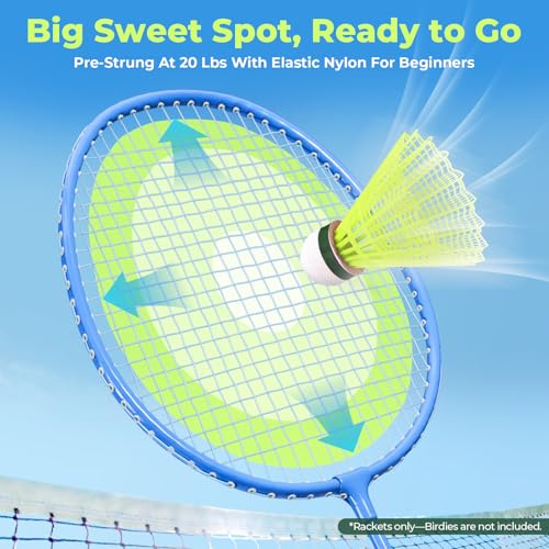 AboveGenius Badminton Rackets Set of 2, Lightweight Badminton Set for Outdoor Backyard Games, Portable Racquet for Family Beginners Adults and Teens - Image 4