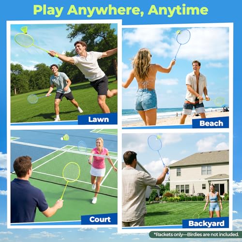 AboveGenius Badminton Rackets Set of 2, Lightweight Badminton Set for Outdoor Backyard Games, Portable Racquet for Family Beginners Adults and Teens - Image 5