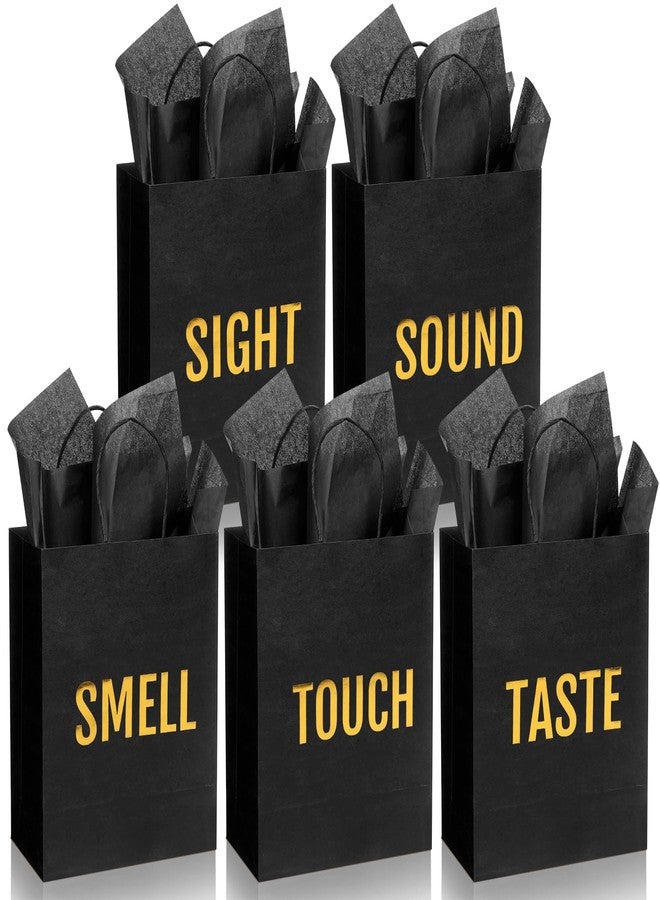 Kolldenn 5 Senses Gift Bags for Him for Her with 10 Pcs Tissue Paper, Paper Bags with Handles Five Senses Gifts for Valentines Christmas Birthday Wedding Anniversary(Black,8.3 x 4.3 x 10.6 Inch) - Image 1