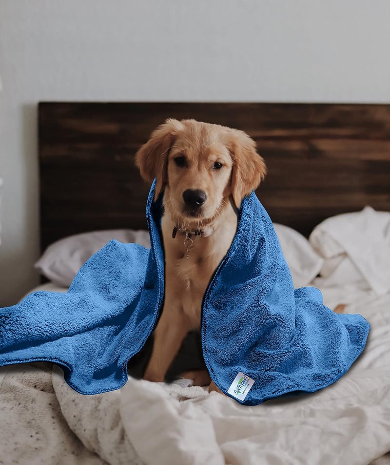SOFTSPUN Microfiber Pet Towel 70x140 cms 1pcs 380gsm Sky Blue UltraSoft UltraAbsorbent for Drying Medium Large Dogs Cats of All Breeds Quickly - Image 5