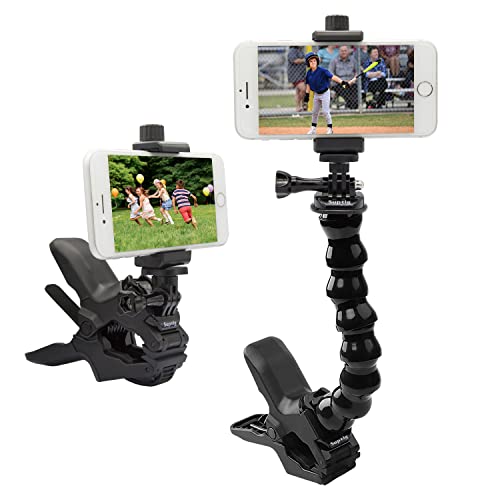Suptig Phone Holder Desk Gooseneck Mount, Cell Phone Clamp Clip for Pole, Mount Stand, Compatible for iPhone 16 Plus iPhone 15 Pro 14 Plus Xs Max XR X 8 7 6 6s Plus and Other 4-7'' Device - Image 1