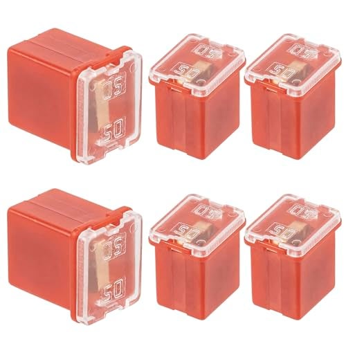 ALLECIN 50A Square Auto Fuses 50 AMP Low Profile Box Shaped Automotive Fuse for SUVs Cars Trucks Boats (Pack of 6 Pcs) - Image 1