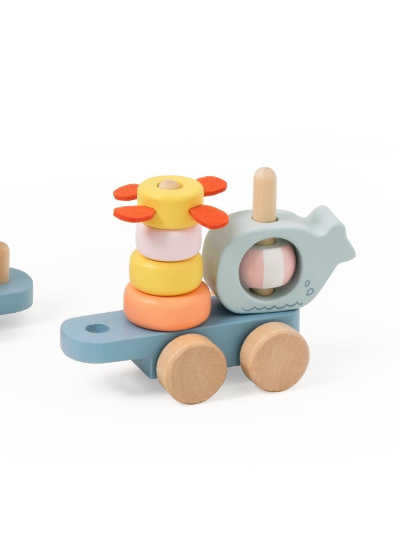 Classic World - Classic World Pull Ocean Toy – Wooden Pull-Along Ocean Animal Playset for Toddlers, Develops Motor Skills & Imagination - Image 1