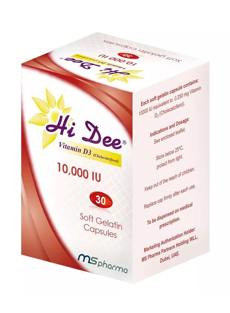 Hi Dee Vitamin D3 10000 IU Soft Gelatin 30 Capsules - Image 1