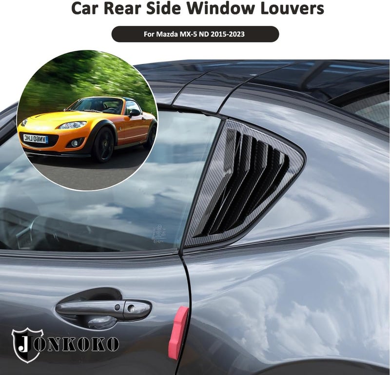 JONKOKO Car Rear Side Window Louvers for Mazda MX-5 ND 2015-2023 - Carbon Fiber - Image 4