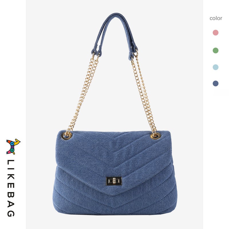 Tie-Dye Bag, Single Shoulder Crossbody Handbag For Women, Metal Chain Embroidered Bag, V-Shaped Versatile Underarm Bag - Image 1