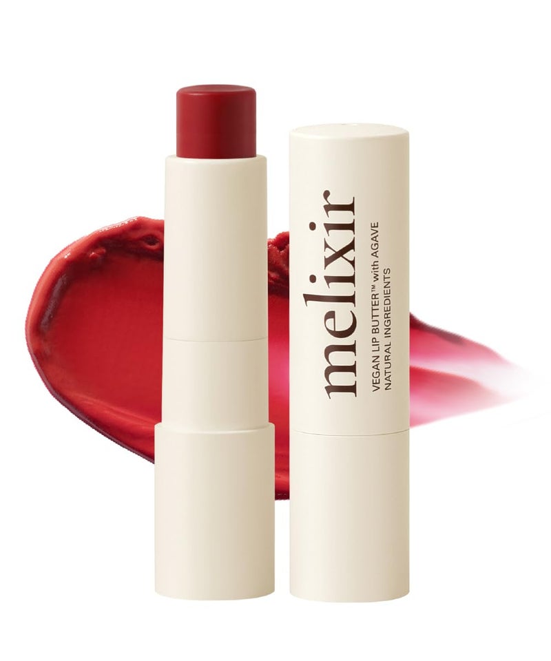 Melixir Vegan Lip Butter (12 Colors), Hydrating Tinted Lip Balm Stick, Bee-Free, Petrolatum-Free, Plant-Based, Moisturizes Dry & Chapped Lips With Shea Butter, Sheer, Natural Finish - #03 Red Velvet - Image 1