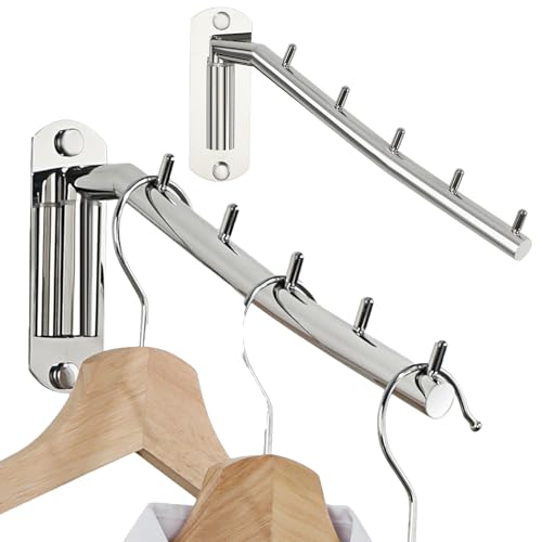 Alise Wall Mounted Drying RackSwivel Clothes Drying Rack Stainless SteelSpace Saving Clothes Hanger RackHeavty Duty Clothes Wall Drying Rack for Laundry Closet BathroomPolished Chrome2 Pack - Image 1
