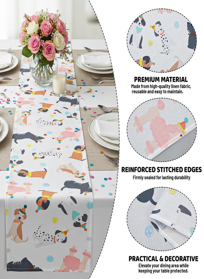 LLOUSSAK Dog Table Runner, Dog Themed Puppy Birthday Party Decorations Puppy Party Decorations Farmhouse Baby Shower Dining Room Room Home Kitchen Island Decor（13x72 Inches）(Birthday Theme) - Image 3
