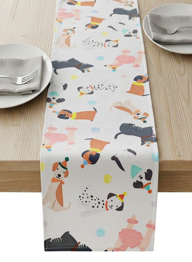 LLOUSSAK Dog Table Runner, Dog Themed Puppy Birthday Party Decorations Puppy Party Decorations Farmhouse Baby Shower Dining Room Room Home Kitchen Island Decor（13x72 Inches）(Birthday Theme) - Image 1