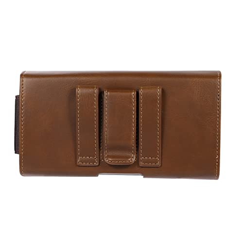 2FY2SW Dual Phone Holster Pouch Holder Leather Double Decker Belt Clip Case for Samsung Galaxy S21 S20 FE S22+ S10 Plus Note 10 A53 A52 A51 A32 A31 Google Pixel 6 5a 4a 5G OnePlus 9 Nord CE 2 iPhone (Brown) - Image 2