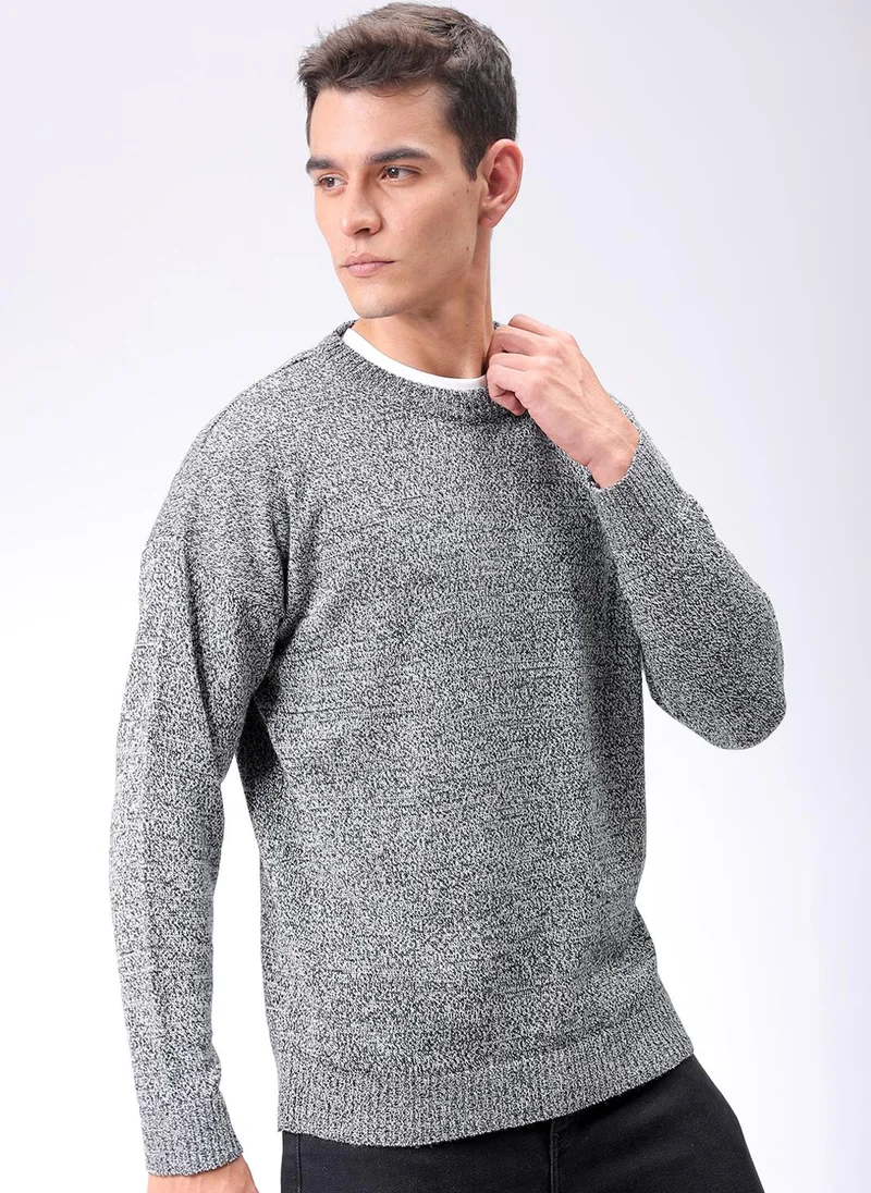The Indian Garage Co Men Oversized Solid Crew Neck Sweater