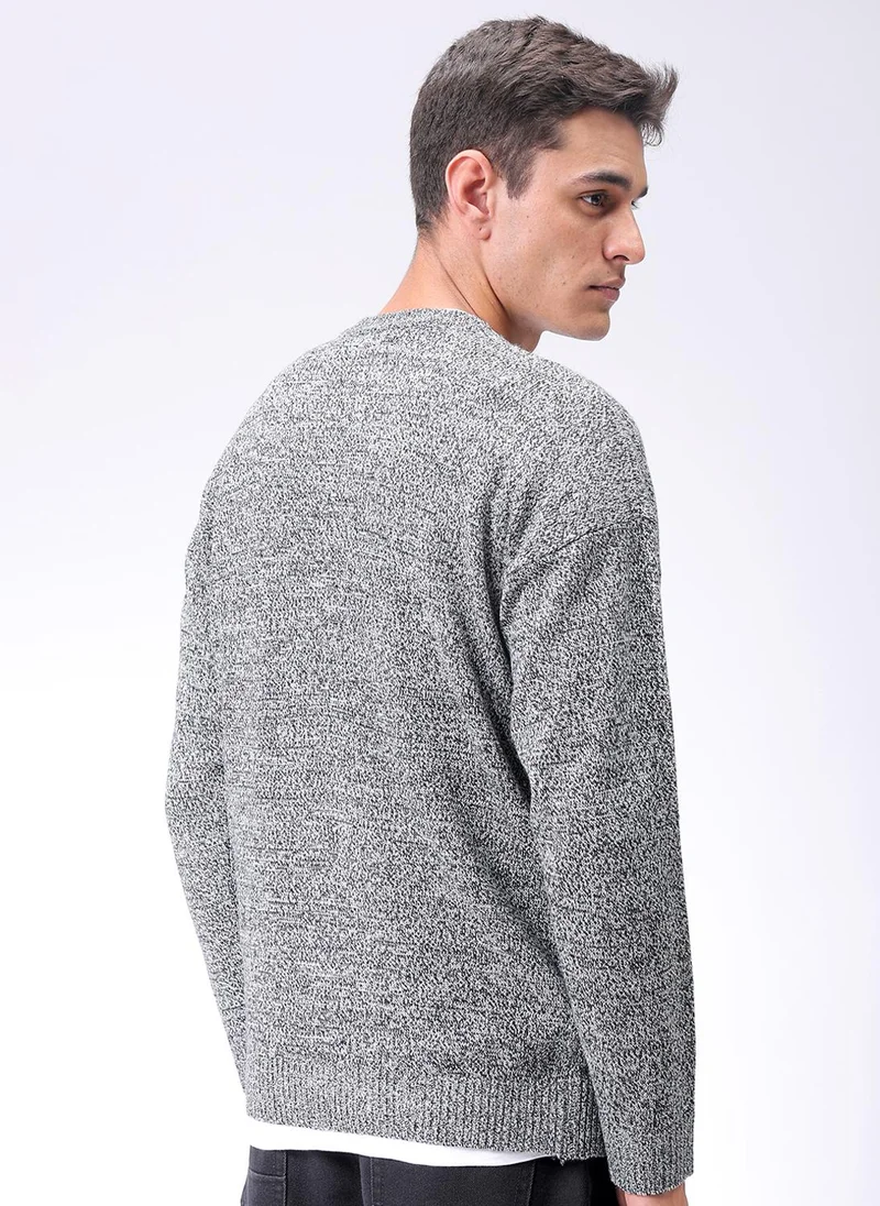 The Indian Garage Co Men Oversized Solid Crew Neck Sweater