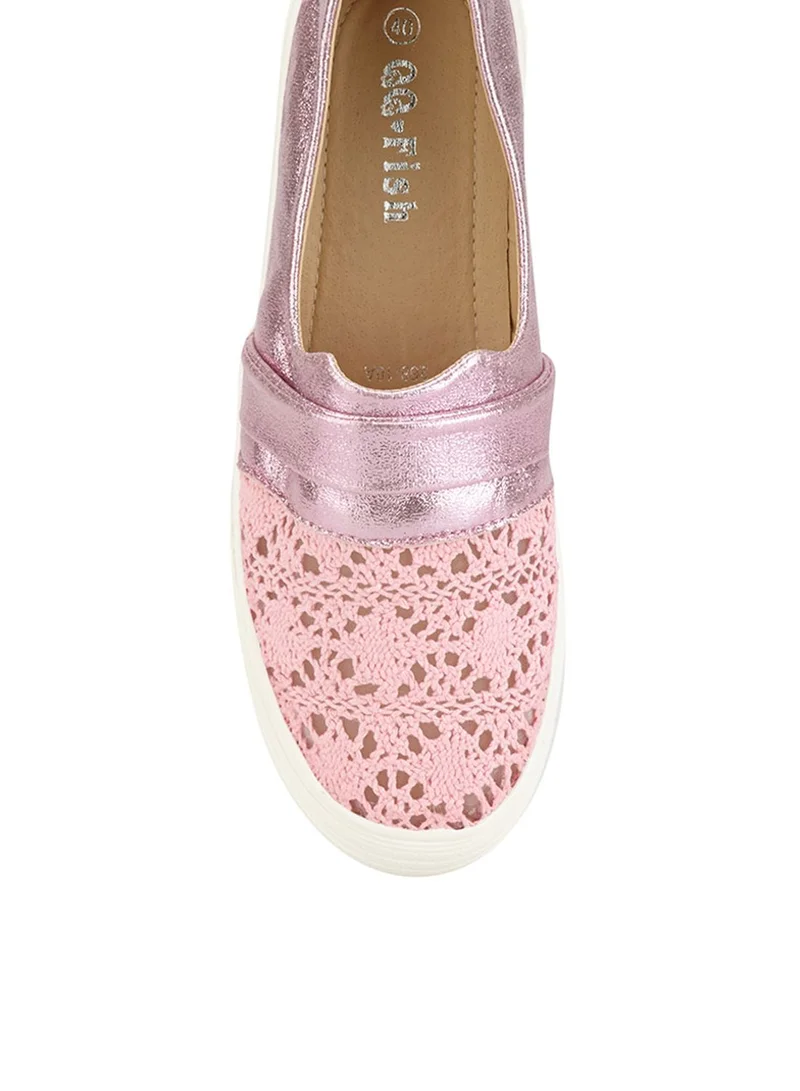 QQ Fish Metallic Lace Slip Ons