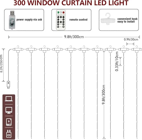 MIRADH 300 LED Fairy Curtain String Lights 9.8 ftx9.8 ft– USB Powered Remote-Controlled Backdrop, Warm Ambience for Diwali, Navratri, Christmas & New Year Décor, Pink - Image 4