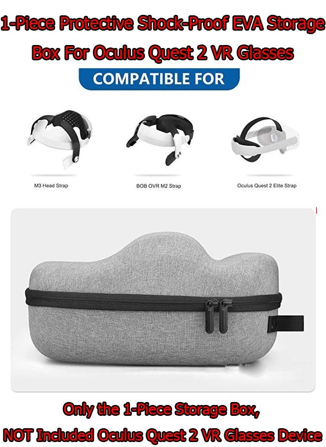 Generic 1-Piece Protective Shock-Proof EVA Storage Box For Oculus Quest 2 VR Glasses,Universal Compression Resistant Hard Shell Waterproof  VR Gaming Headset Carrying Box,Colour Grey  - Image 2