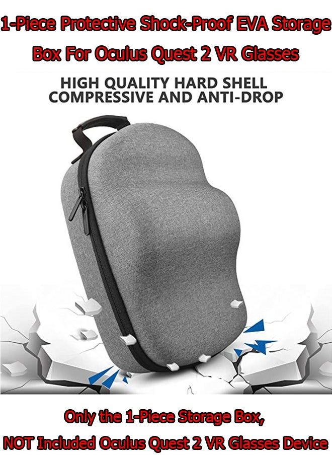 Generic 1-Piece Protective Shock-Proof EVA Storage Box For Oculus Quest 2 VR Glasses,Universal Compression Resistant Hard Shell Waterproof  VR Gaming Headset Carrying Box,Colour Grey  - Image 4