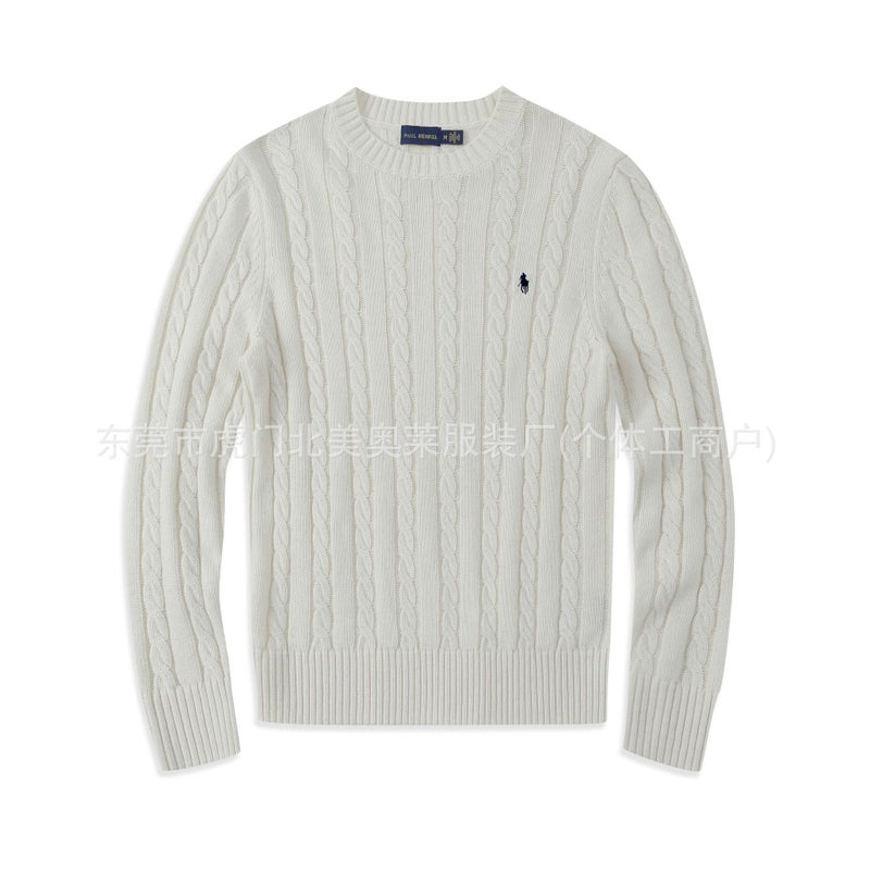 Cross-border Wholesale Twisted New RL Pony Mark Mens Sweater Round Neck Paul Sweater Mens Sweater Casual Pink - Image 4