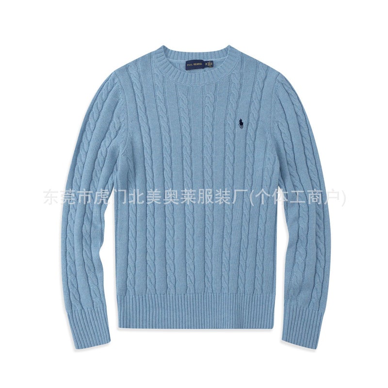 Cross-border Wholesale Twisted New RL Pony Mark Mens Sweater Round Neck Paul Sweater Mens Sweater Casual Pink - Image 3