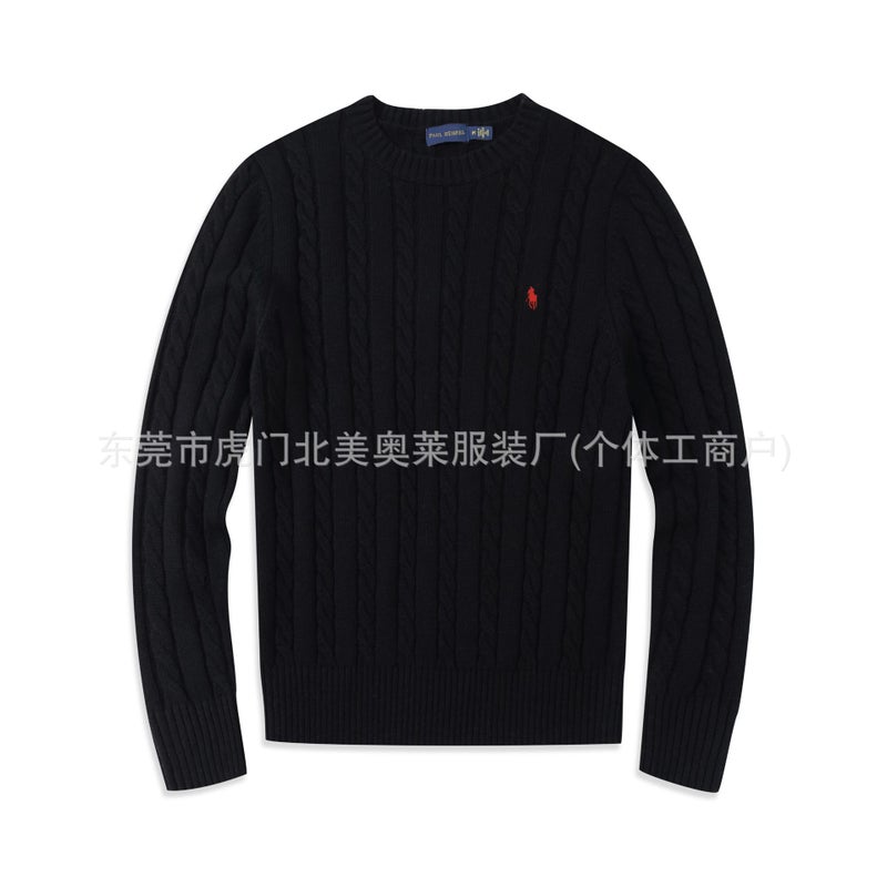 Cross-border Wholesale Twisted New RL Pony Mark Mens Sweater Round Neck Paul Sweater Mens Sweater Casual Pink - Image 5